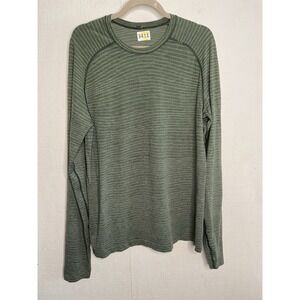 Lululemon Mens‎ Shirt L Green Long Sleeve Raglan Metal Vent Tech Athletic Active
